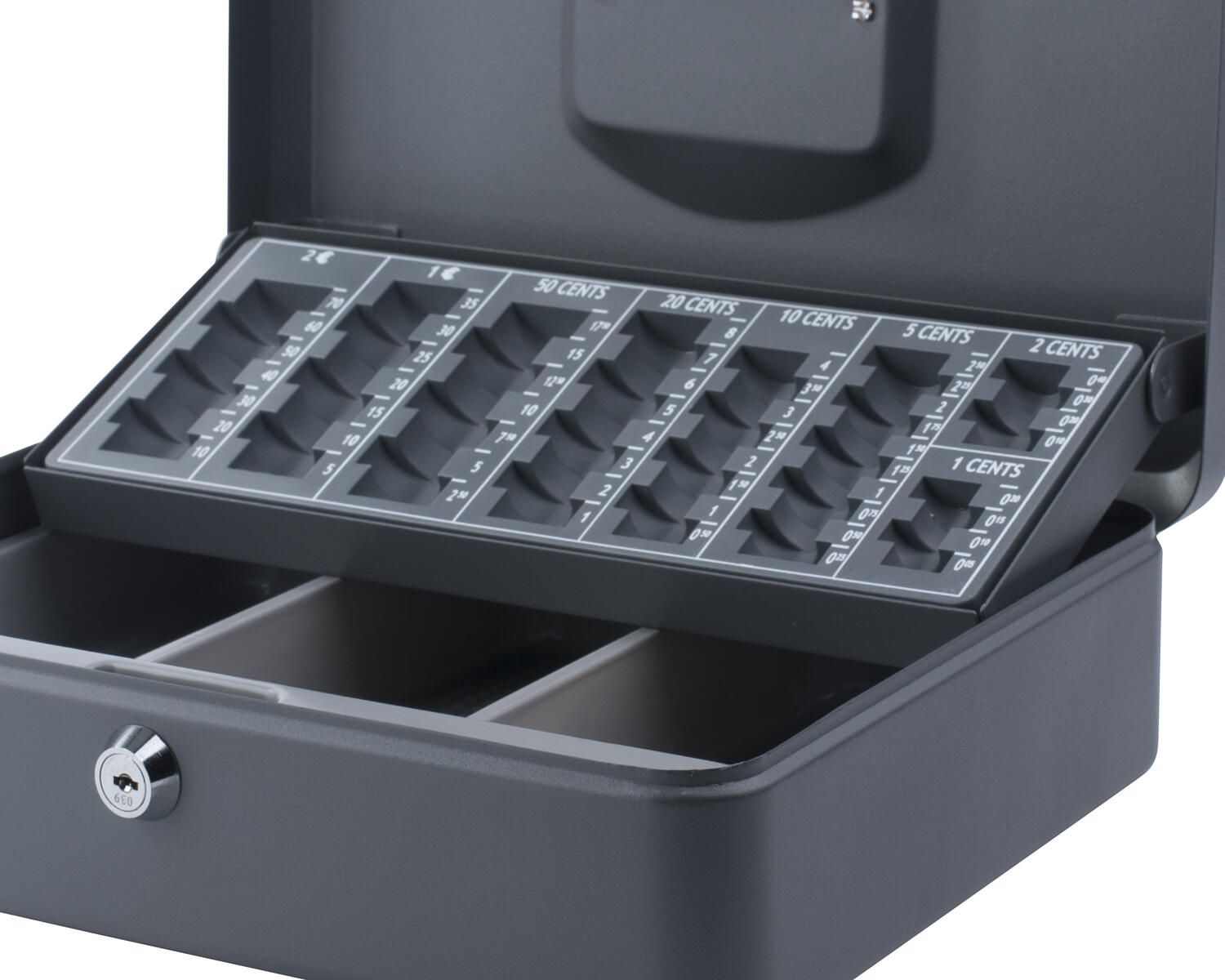 Geldkassette aus robustem Stahl  inkl. Euro M�nzbrett und Geldscheineinsatz