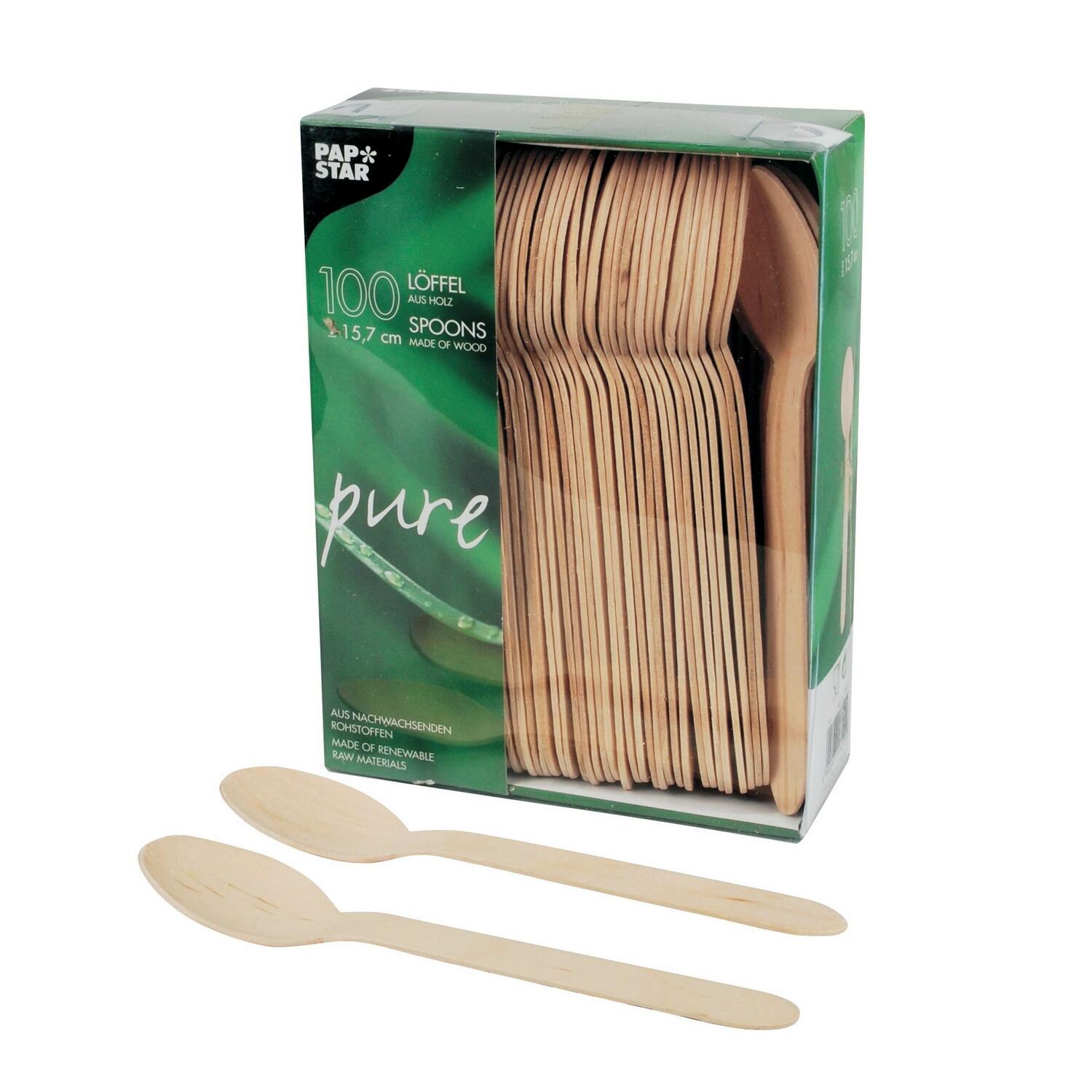 PAPSTAR pure Holzl�ffel 15,7 cm, 100 Stk.