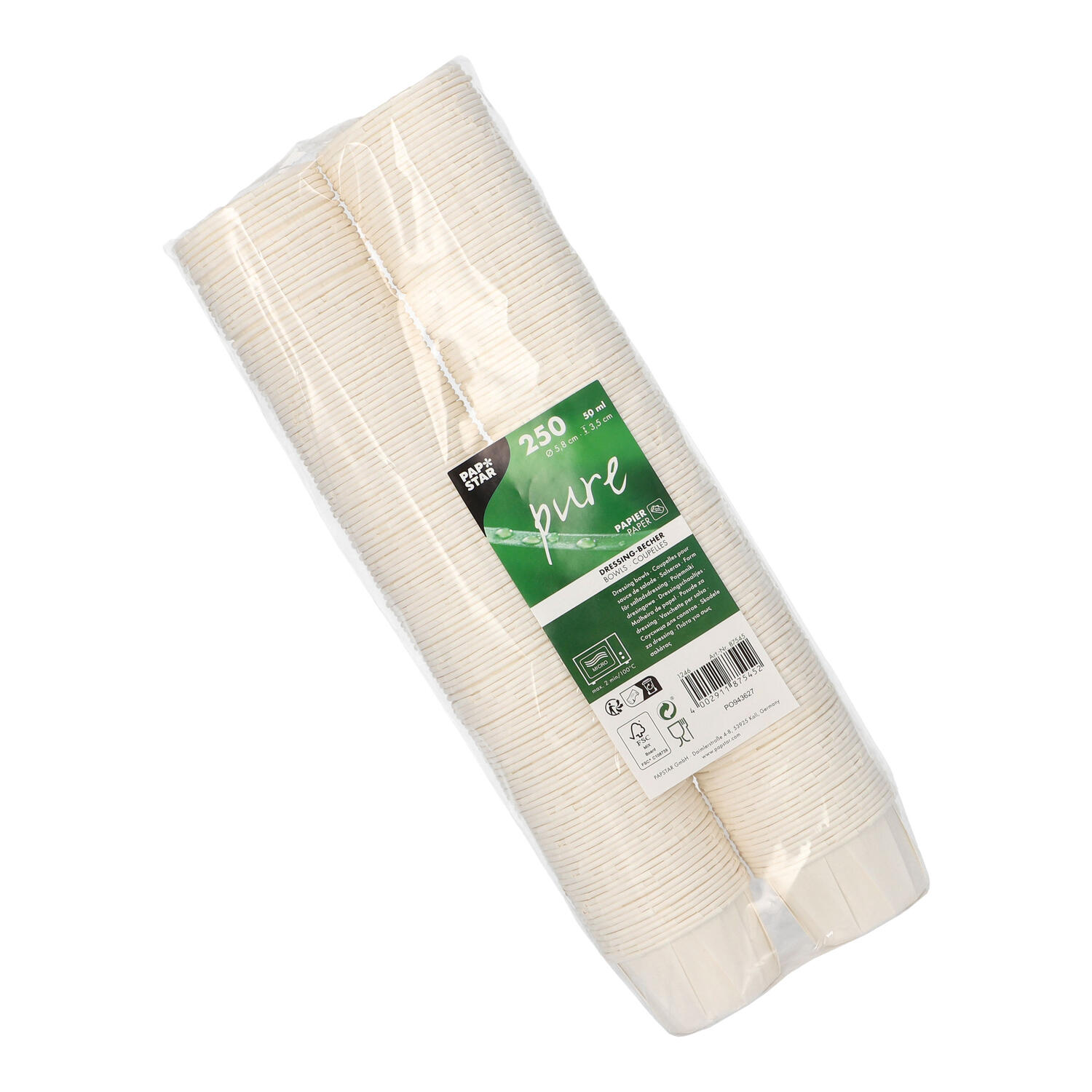 BIO Dressingbecher aus Papier FSC�-zertifiziert  50 ml weiss, 250 Stk.