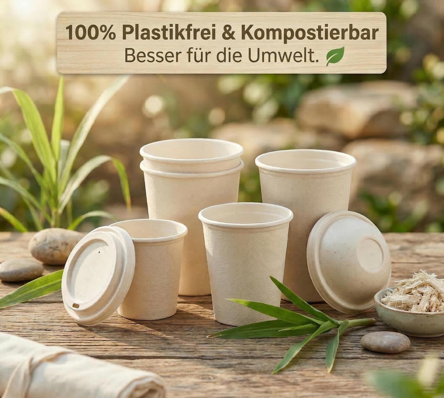 Hei�getr�nkebecher aus Zuckerrohr pure 300 ml, � 90mm, 50 Stk.