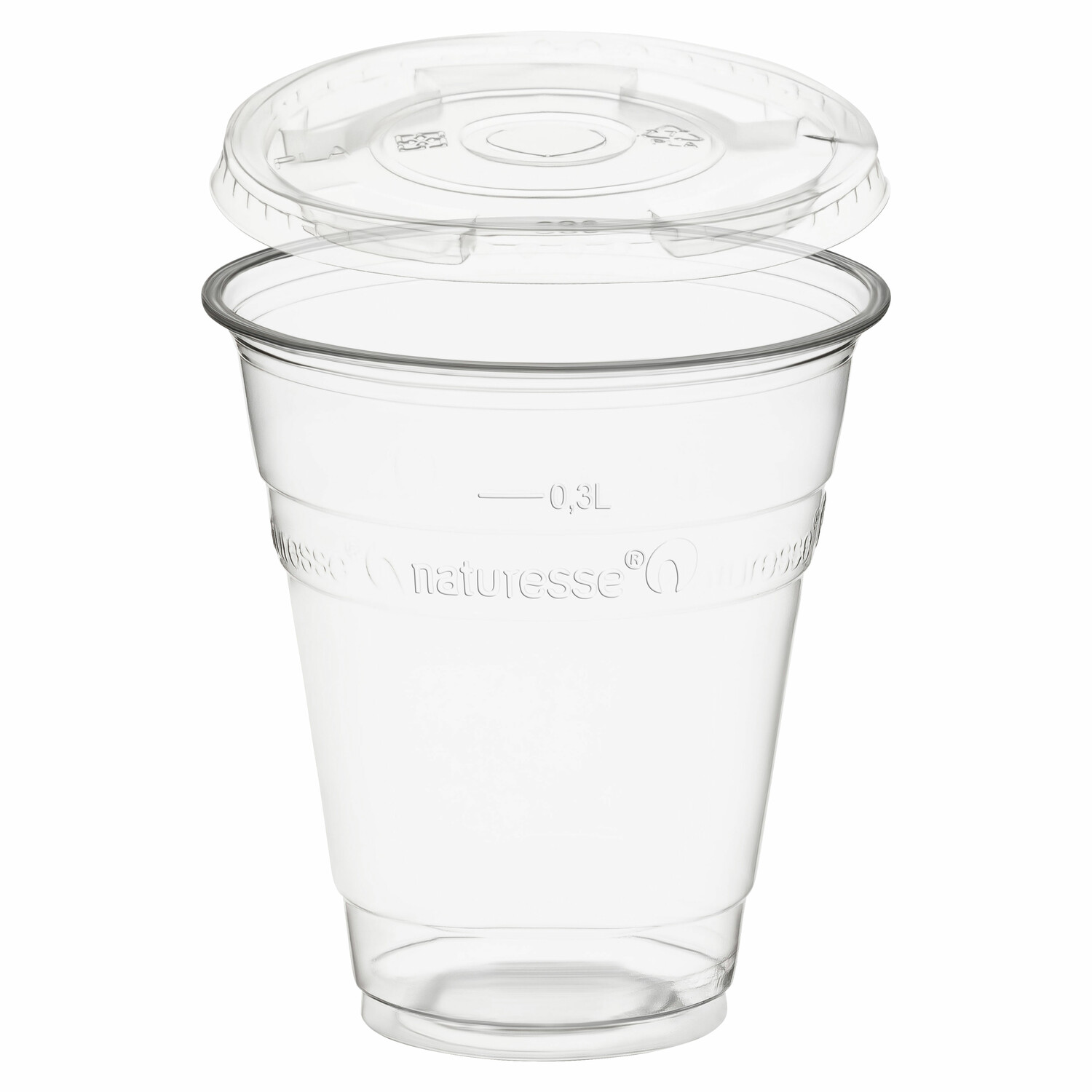 BIO Trinkbecher 300ml + Deckel mit Halmstanzung aus Biokunststoff (PLA) 50 Stk.