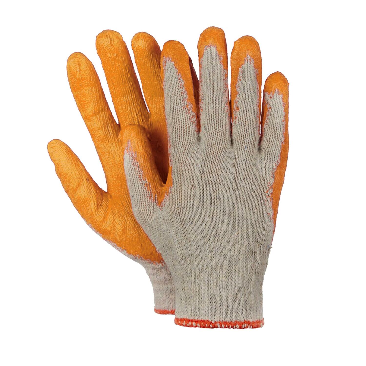 Arbeitshandschuhe, Montagehandschuhe Baumwolle Latex Gre L-9 orange, 10 Paar