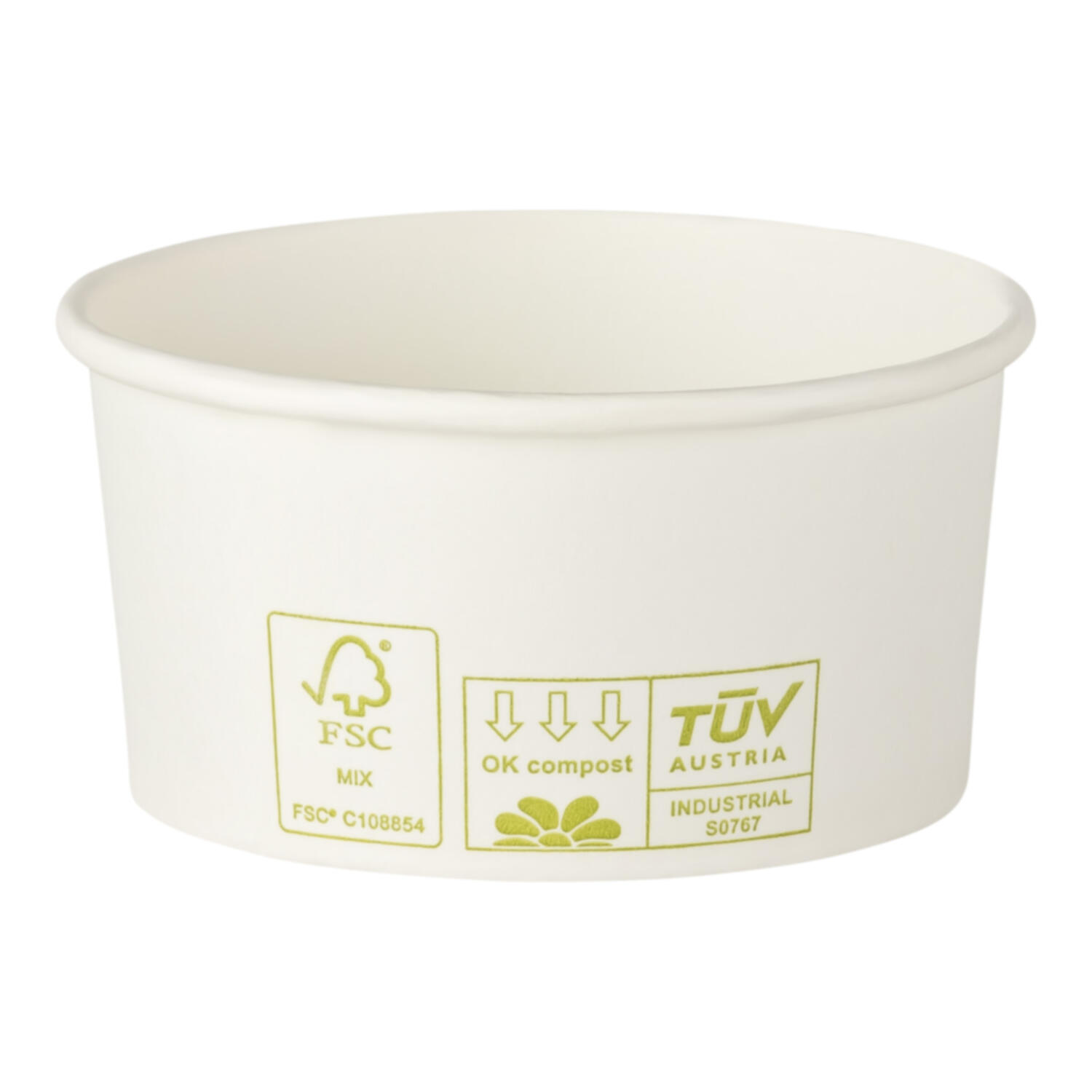 Bio Eisbecher Pappbecher 100% ohne Kunststoff 160ml �85 H�he 43mm wei�, 50 Stk.