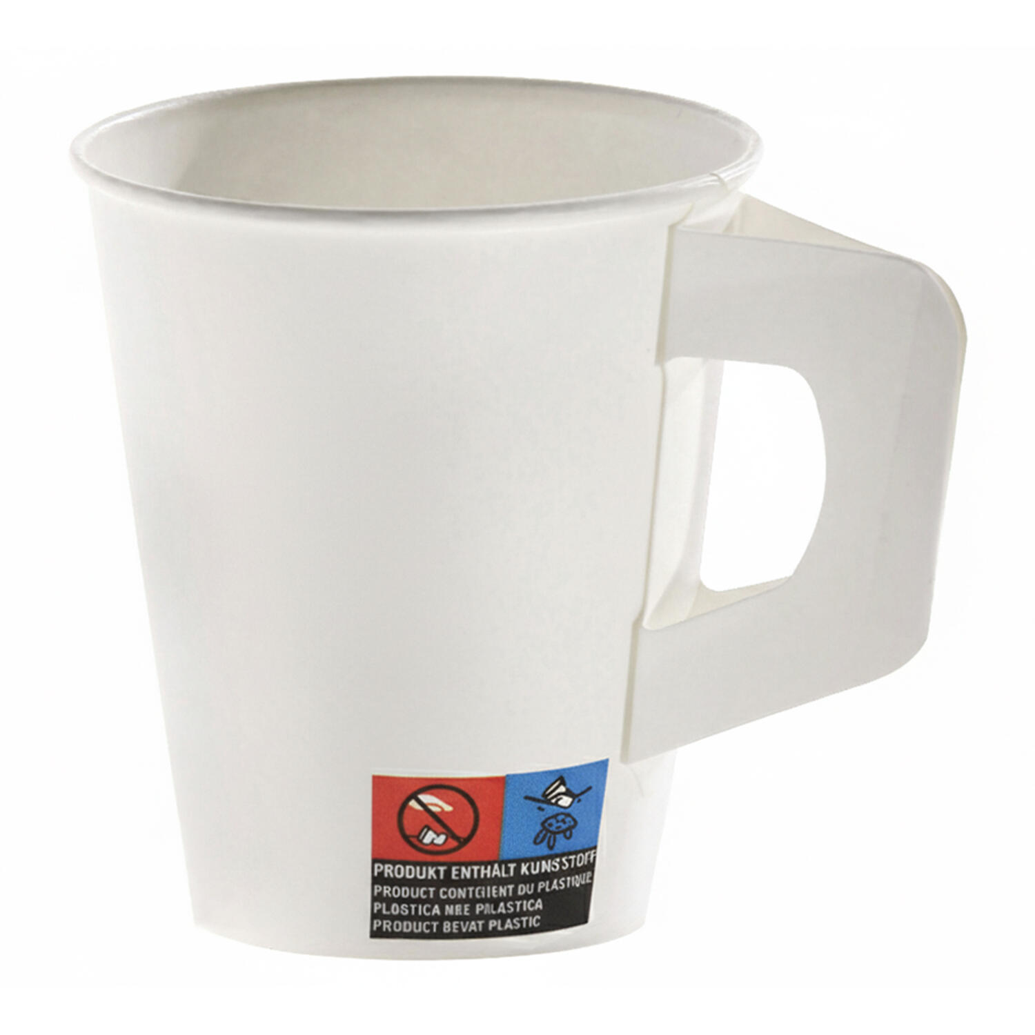 Henkelbecher Kaffeebecher wei, Pappe beschichtet, 180 ml,  80 Stk.