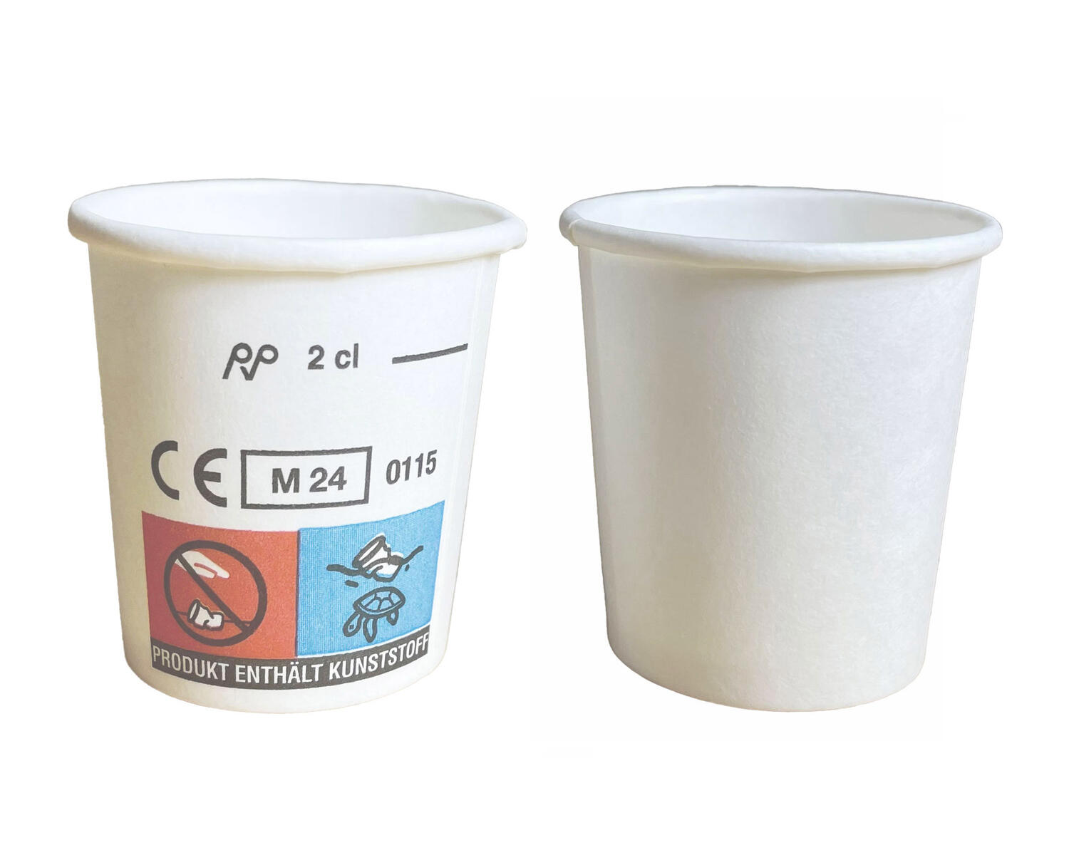 Schnapsbecher Shotbecher Stamperl Pappbecher wei� mit Eichstrich 2cl 20ml, 40 Stk.