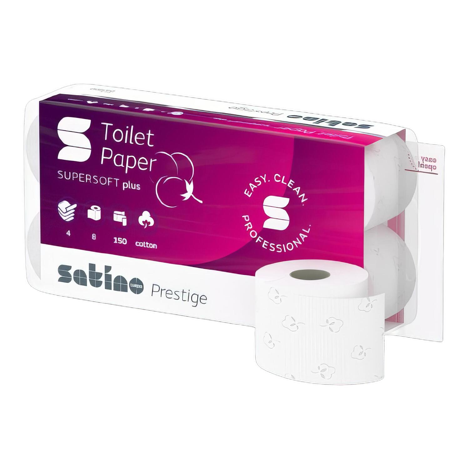Satino Supersoft Plus Toilettenpapier 4-lagig System MT1, 54 Rollen je 150 Blatt