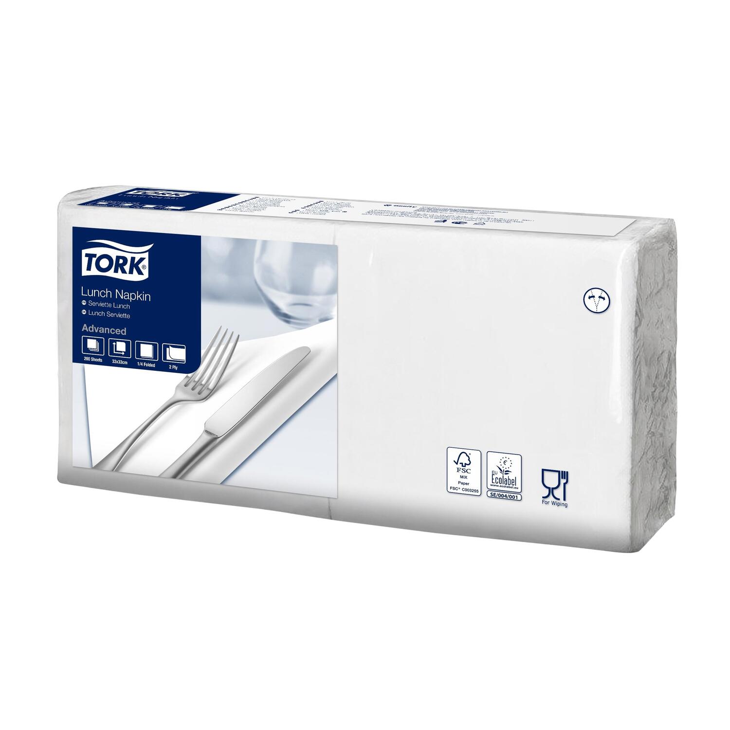 Tork Lunchservietten 33 x 33 cm hochwei� 2-lagig 1/4 Falz, 2000 St�ck