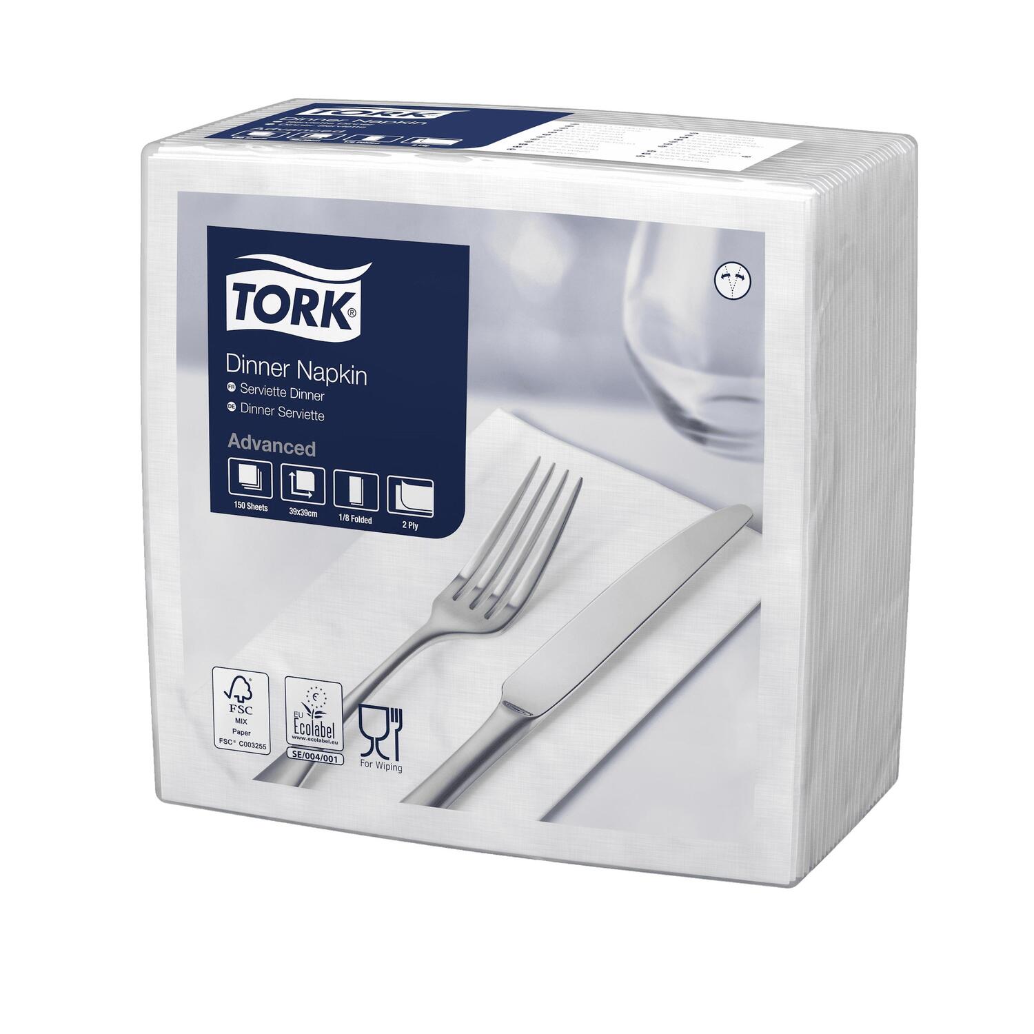 Tork Servietten hochwei� 2-lagig 39 x 39 cm 1/8 Falz, 1800 St�ck