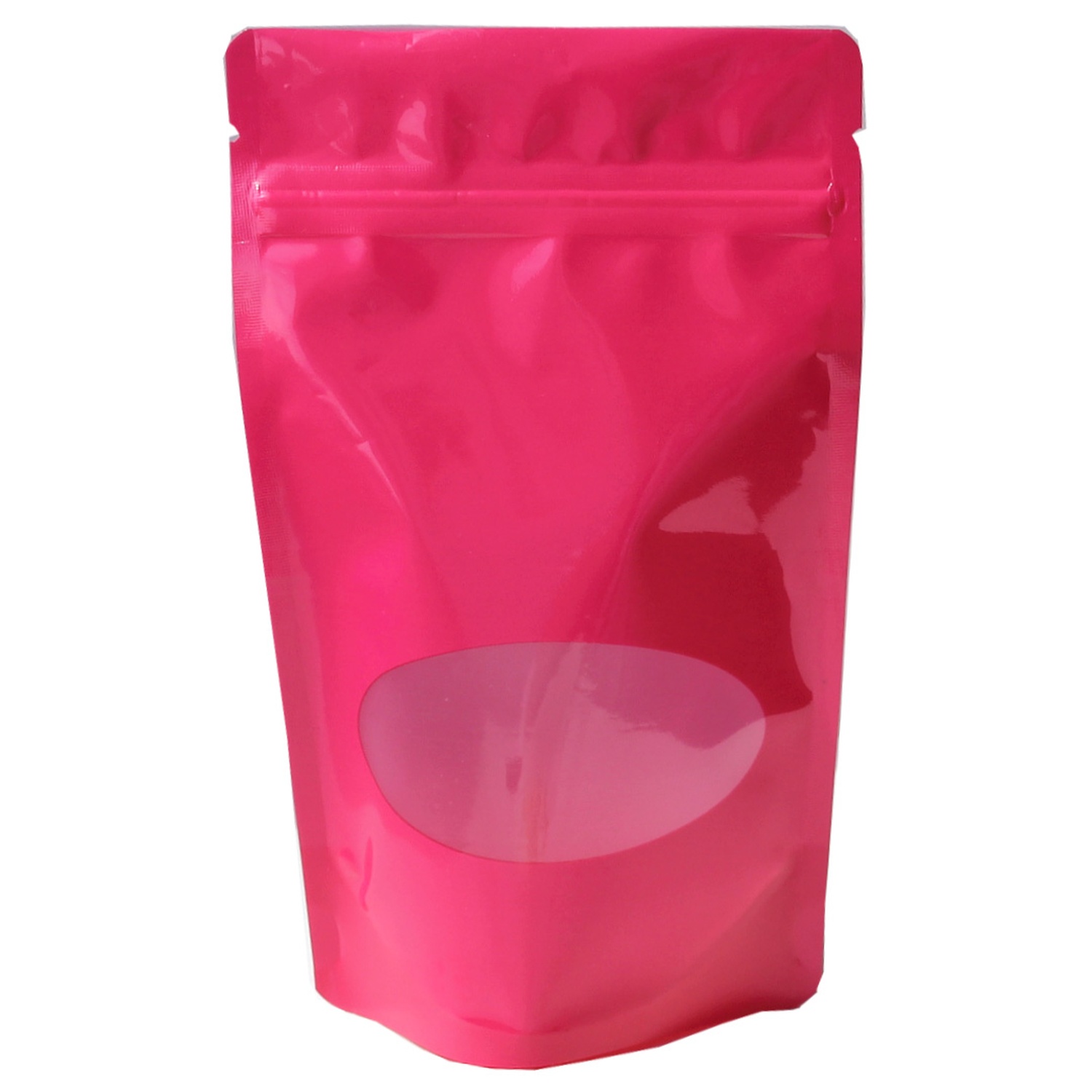 Standbodenbeutel PET pink glnzend, mit Fenster, 110x185x65mm, 250ml, 1000 Stk.