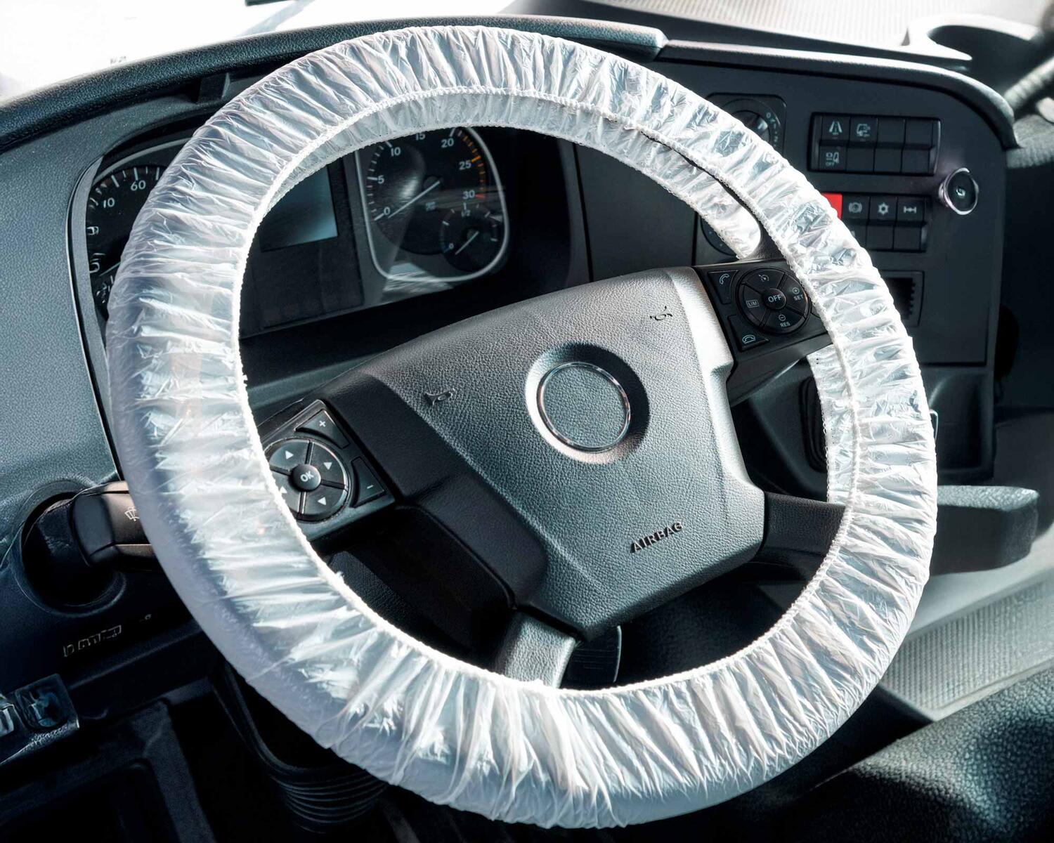 Lenkradschoner Einweg-Lenkradschutz � 55 cm f�r LKW mit Gummizug wei�, 250 Stk.