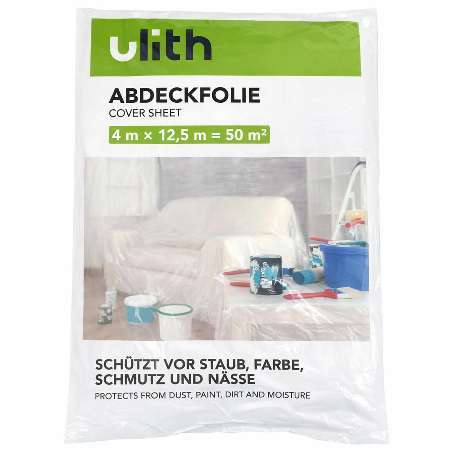 Abdeckfolie Abdeckplane f�r Malerarbeiten, Staubschutz, Schmutz, N�sse  4 x 12,5 m = 50 m2