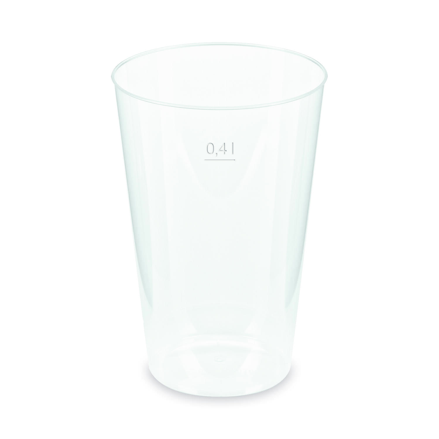 Mehrwegbecher Pfandbecher transparent PP Eichstrich 0,4 l  8,6 cm,  50 Stk.