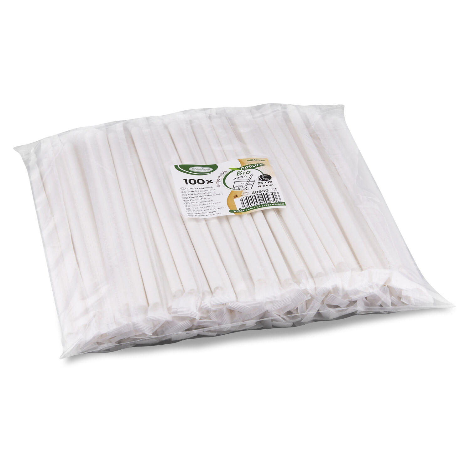 Strohhalme Trinkhalme aus Papier wei� einzeln geh�llt 25cm � 8 mm 100 Stk.