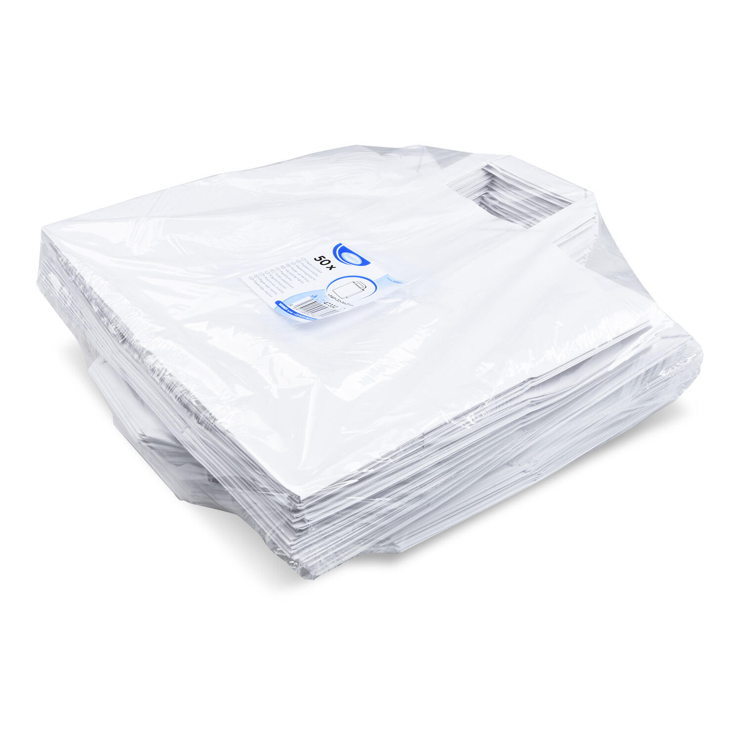 Papiertragetaschen 27 x 32 x 16 cm mit EAN-Code weiss,  50 Stk.