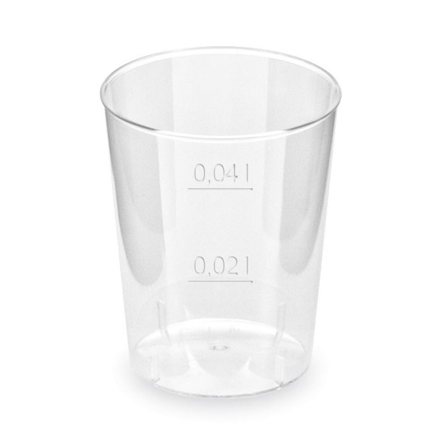 Schnapsbecher glasklar Shotgl�ser Stamperl mit Eichstrich PS 2cl / 4cl, 10 Stk.