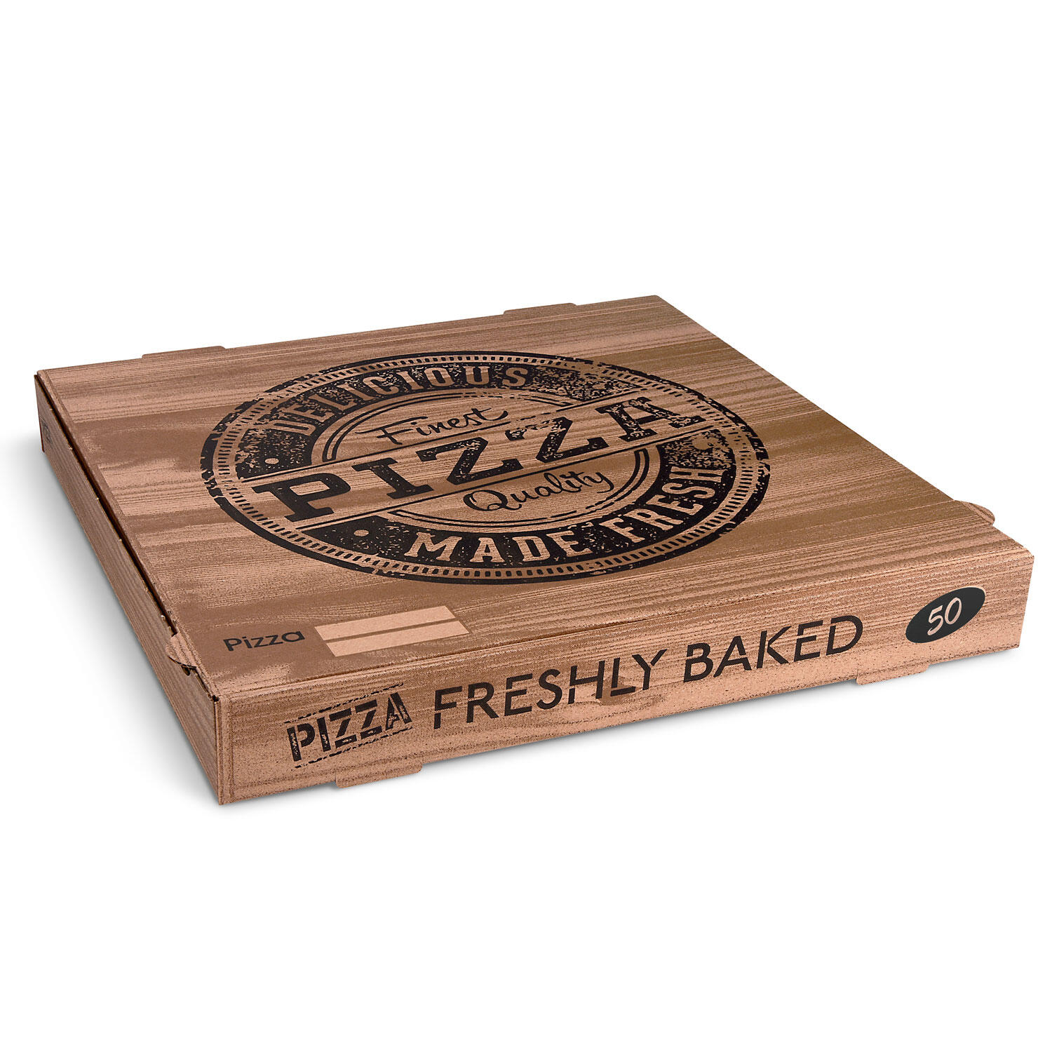 Pizzakarton aus Mikrowellpappe H4 mit neutralem Motiv fr XXL Pizzen, 50x50x5cm, 100 Stk.