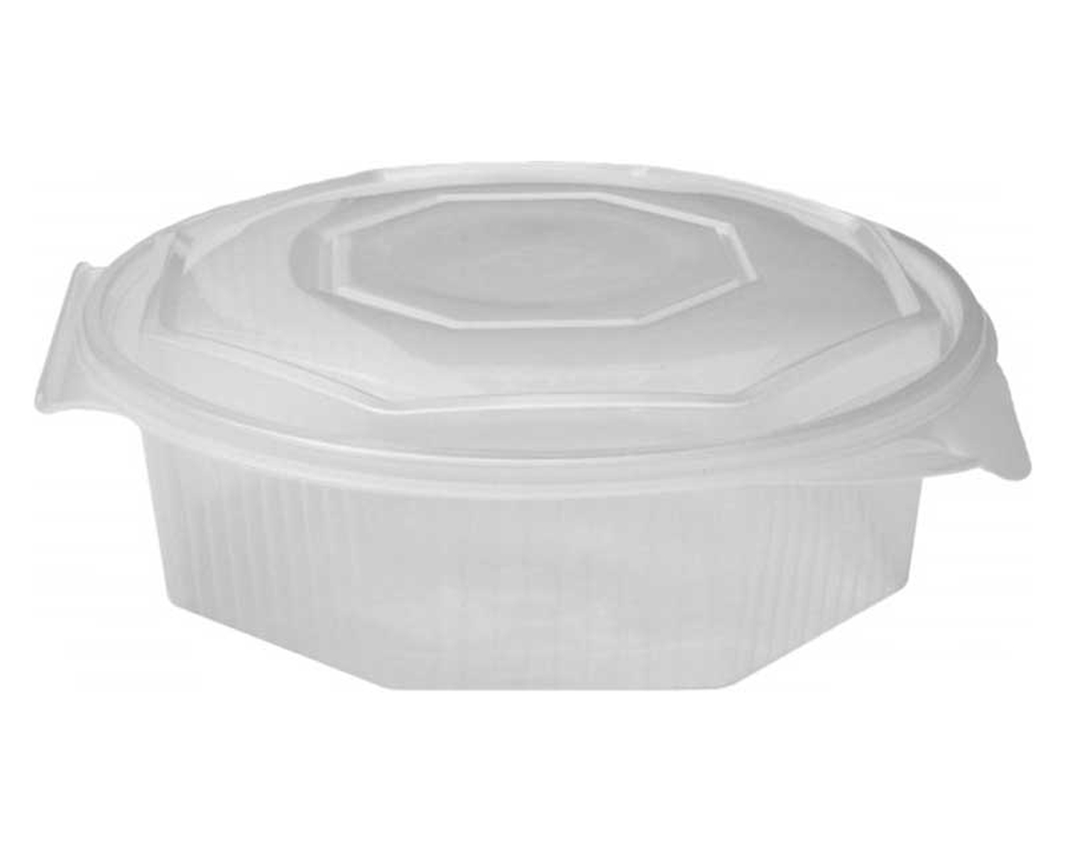 Achteckbecher klar mit angeh�ngtem Deckel 1500 ml (PP), 25 Stk.