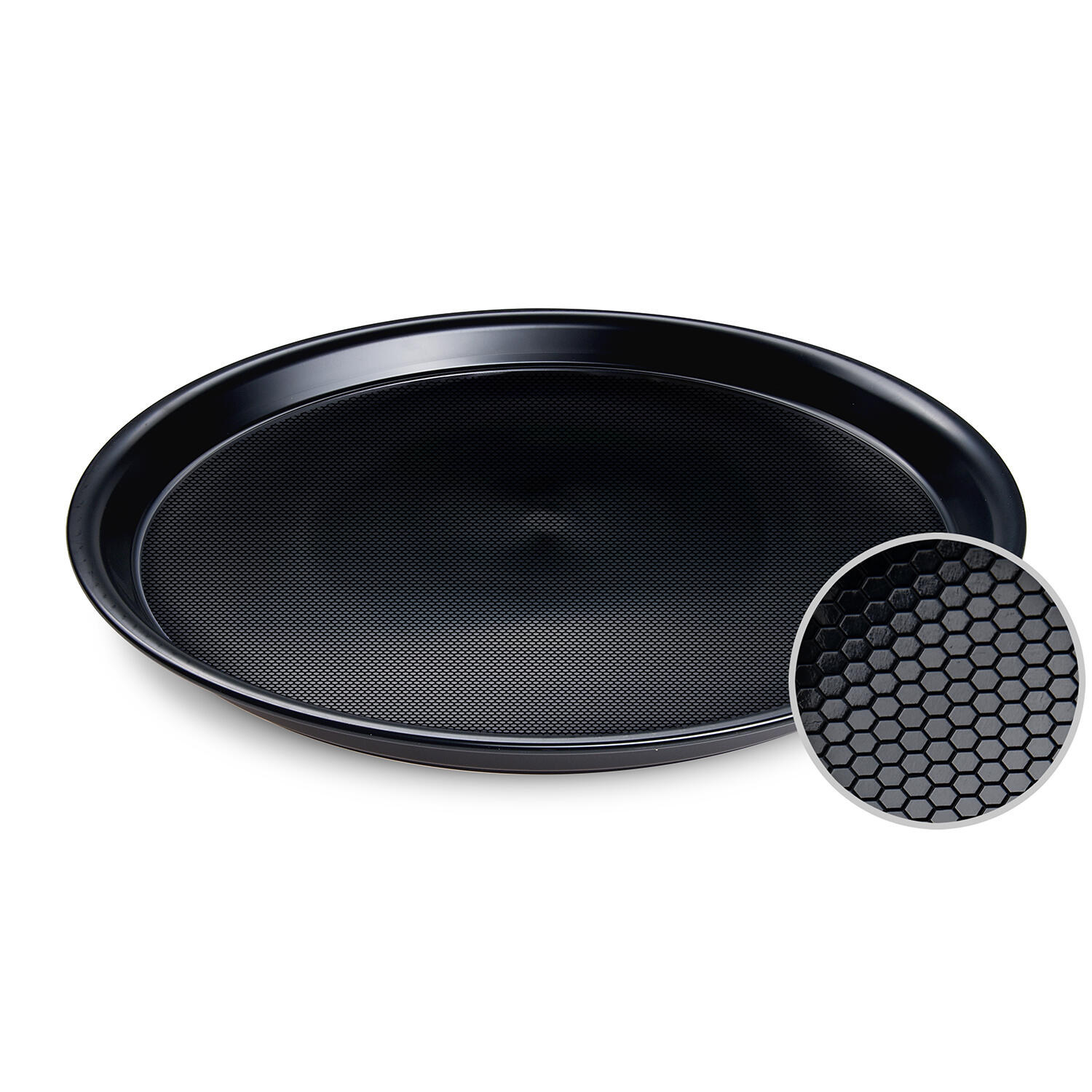 Gastro Serviertablett rutschfest rund schwarz 37 x 3 cm