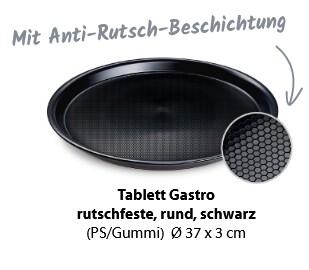 Gastro Serviertablett rutschfest rund schwarz 37 x 3 cm