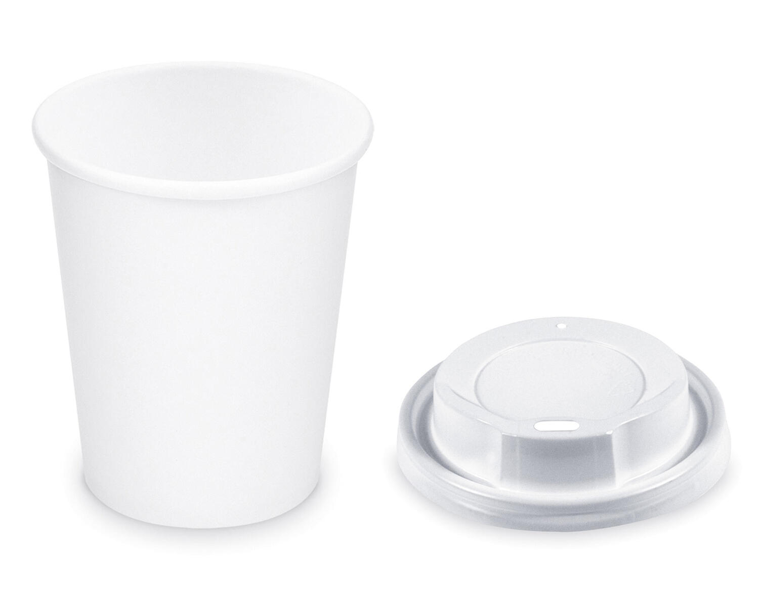 Pappbecher Getr�nkebecher wei� 150 ml 200 ml � 73mm inkl. Trinkdeckel 100 Stk.