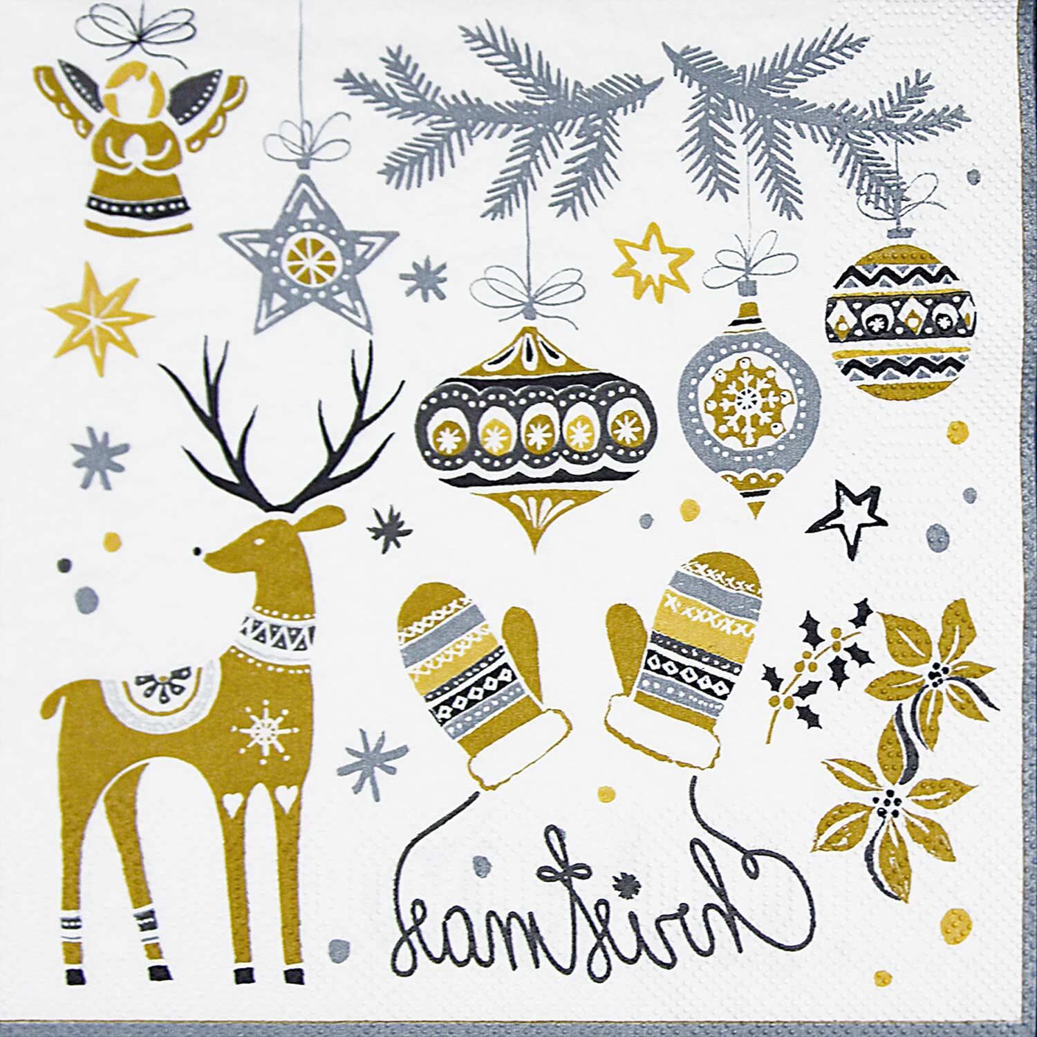 Weihnachtsservietten 3-lagig 33 x 33 cm Weihnachtsdeko, 20 Stk.