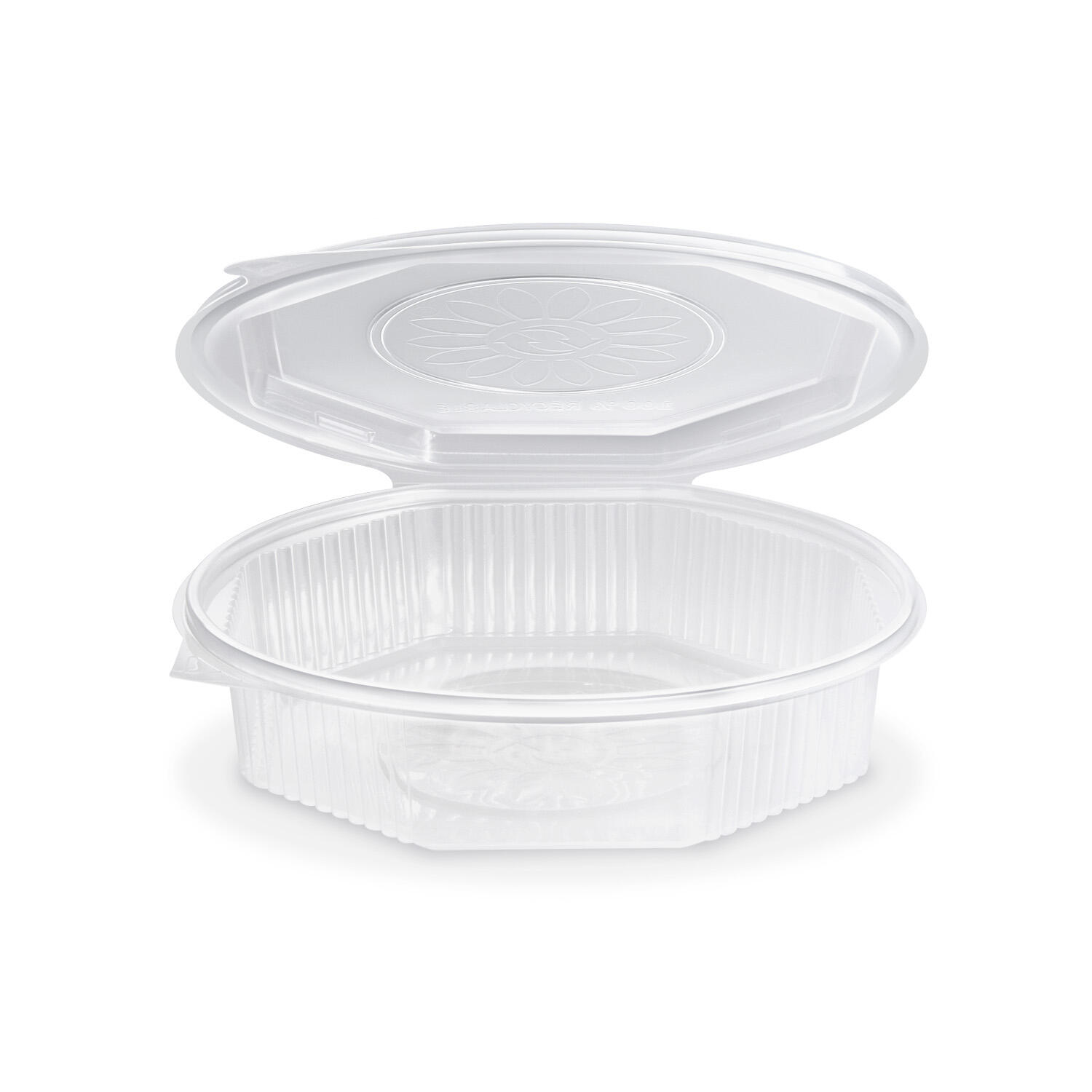 Menschalen achteckig Achteckbecher klar mit Deckel ungeteilt, PP, 25 Stk.