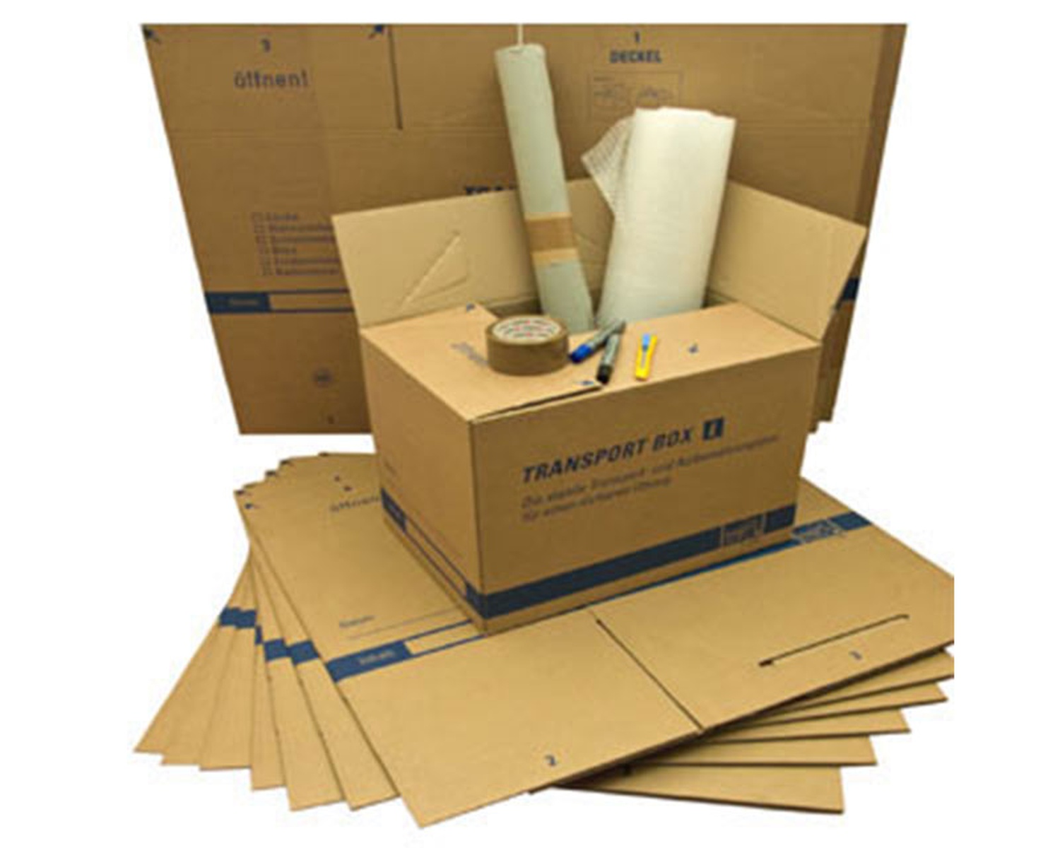 Umzugsset f�r 1 Zimmer - 18 Umzugskartons  und viel n�tzliches Zubeh�r