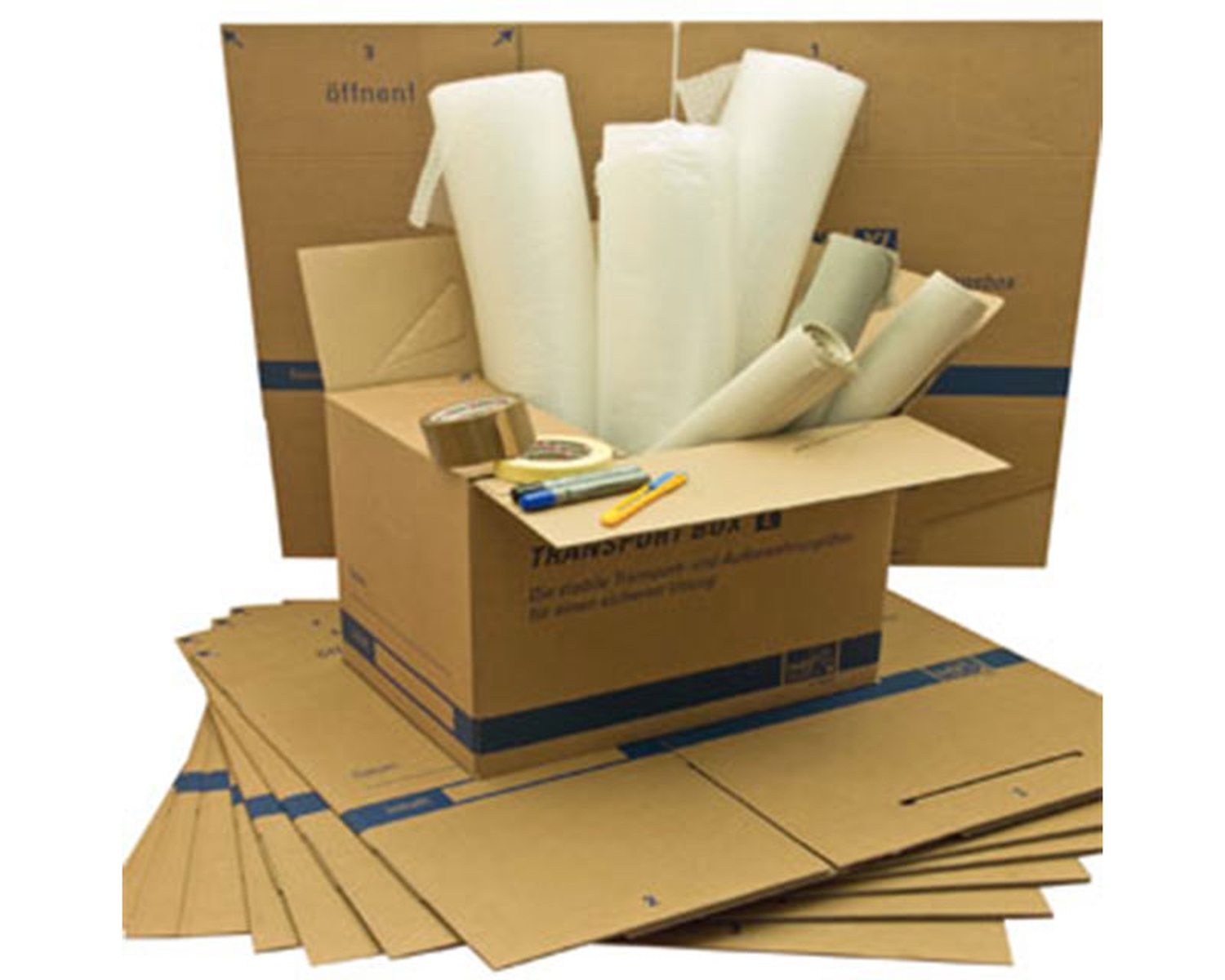 Umzugsset f�r 2-3 Zimmer - 36 Umzugskartons und viel n�tzliches Zubeh�r