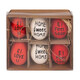 Ostereier Naturecht Statement Osterdeko rot/wei�/rot 6 cm, 6 Stk.